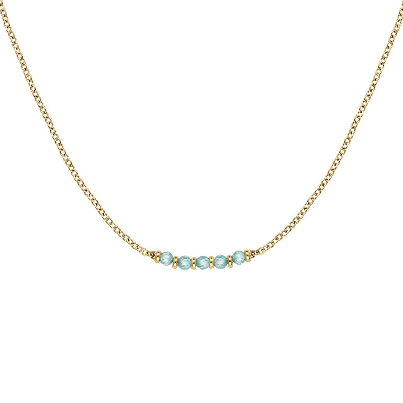 Rosefield Jemný pozlátený náhrdelník s modrými korálkami Essentials JNBRG-J812.