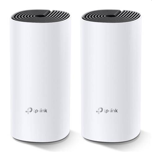 tp-link Deco M4, Whole-Home Wi-Fi System, 1200Mbit/s, 802.11 a/ac/b/g/n, 2xLAN, MU-MIMO, HC, Parent, C, QoS.
AC adapter input  100-240V ~ 50/60Hz 0.4A
AC adapter output  12V ?
HARDWARE FEATURES
Processor  Quad-core CPU
Interface  2 Gigabit Ethernet Ports (WAN/LAN auto-sensing) per Deco unit
Button  1 Reset button on the underside
External Power Supply  12 V/1.2 A
Flash  16 MB
SDRAM  128 MB
Dimensions  ?3.6 in.
Antenna Type  2 internal dual-band antennas per Deco unit
Bluetooth version  4.2 and above
WIRELESS FEATURES
Wireless Standards  IEEE 802.11 ac/n/a 5 GHz, IEEE 802.11 b/g/n 2.4 GHz
Frequency  2.4 GHz and 5 GHz
Signal Rate  300 Mbps on 2.4 GHz
867 Mbps on 5 GHz
Transmit Power  FCC: <30 dBm
CE: <20 dBm (2.4 GHz)
<23 dBm (5 GHz)
Wireless Security  WPA-PSK/WPA2-PSK
Advanced Functions  ?
?
?
?
MU-MIMO
Auto Path Selection
Self-Healing
AP Steering
Band Steering
Beamforming
SOFTWARE FEATURES
Quality of Service  WMM
IPv6  Support
WAN Type  Dynamic IP/Static IP/PPPoE
Management  Local Management, Remote Management
DHCP  Server, Client
Port Forwarding  Support
Access Control  Blacklist
Firewall Security  SPI Firewall
Protocols  Supports IPv4 and IPv6
Advanced Features  Parental Controls
Quality of Service
Advanced Functions  Speedtest
Monthly Usage Reports
Auto FW Update
Expand Wi-Fi by adding more Deco units
Guest Network  2.4 GHz guest network x 1
5 GHz guest network x 1
Beamforming  Support
APP  Easy setup via Deco App
OTHERS
Certification  CE, FCC, IC, NCC, BSMI, IDA, RCM, JPA, JRF, VCCI, KC, RoHS
Package Contents  ?
3 Deco units
1 RJ45 Ethernet Cable
3 power adapters
1 quick installation guide

?
2 Deco units
1 RJ45 Ethernet Cable
2 power adapters
1 quick installation guide

?
1 Deco unit
1 RJ45 Ethernet Cable
1 power adapter
1 quick installation guide
Smartphone/Tablet Requirements  iOS 9.0 or later
Android 4.3 or later
Environment  Operating Temperature: 0?~40?
Storage Temperature: -40?~70?
Operating Humidity: 10%~90% non-condensing
Storage Humidity: 5%~90% non-condensing