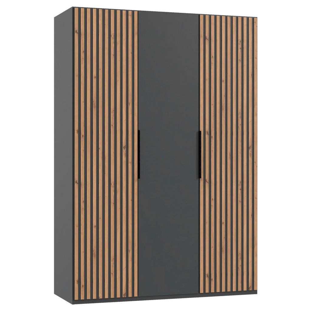 MID.YOU SKRIŇA S OTOČNÝMI DVERAMI, grafitová, farba duba, 150/216/58 cm.