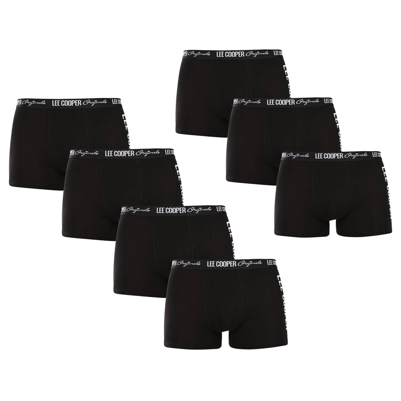7PACK pánske boxerky Lee Cooper čierné (PO41014) XL, trenky.
Doprajte si výnimočné pohodlie a moderný dizajn s týmito pánskymi boxerkami od obľúbenej značky Lee Cooper.
Kvalitný materiál, ktorý vás nesklame
Boxerky Lee Cooper sú vyrobené z prvotriednej zmesi bavlny a elastanu, ktorá zaručuje mäkkosť, priedušnosť a zároveň pružnosť.
Jednoduchý dizajn, moderný vzhľad a nekonečné pohodlie
Tieto boxerky sa môžu pochváliť originálnym dizajnom.
Prečo si obľúbite boxerky Lee Cooper?

Pohodlie a kvalita: Vysokokvalitná zmes bavlny a elastanu pre celodenné pohodlie.


Všestrannosť: Ideálne na každodenné nosenie, šport a voľnočasové aktivity.


Štýlový detail: Tkaná guma s logom Lee Cooper dodáva moderný vzhľad.

Lee Cooper vyrába kvalitnú spodnú bielizeň už viac ako 100 rokov.
Pánske boxerky a ďalšiu spodnú bielizeň najvyššej kvality nájdete u značky Lee Cooper, ktorá je obľúbená u zákazníkov na celom svete.
Ako sa starať o svoje nové boxerky

Pranie: Na zachovanie farby a kvality materiálu odporúčame boxerky prať pri teplote 40 °C.


Sušenie: Pre dlhšiu životnosť bielizne neodporúčame používať sušičku.


Žehlenie: Boxerky môžete žehliť pri nízkej teplote vhodnej pre bavlnu.

Tip: Nájsť ten správny kus spodnej bielizne, ktorý vám dokonale padne, môže byť náročné.