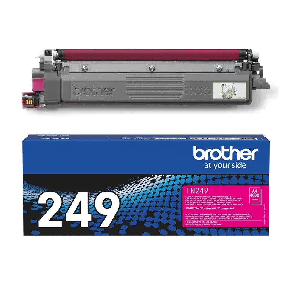 Brother TN249M purpurový (magenta) originálny toner.
Originálny toner = záruka priamo od výrobcu tlačiarne
100 % použitie v tlačiarni - bezproblémové fungovanie s vašou tlačiarňou
Použitím originálnej náplne predlžujete životnosť tlačiarne
Osvedčená špičková kvalita - vysoko kvalitná a spoľahlivá tlač originálnou tlačovou kazetou od prvej do poslednej stránky
Trvalé a profesionálne výsledky tlače - dlhodobá udržateľnosť tlače
Kratšia prodleva pri tlači stránok
Garancia Vašej spokojnosti s použitím našej originálnej náplne
Zabezpečujeme bezplatnú recykláciu originálnych náplní
Zlyhanie náplne v menej ako 1% prípadov
Jednoduchá a rýchla výmena náplne

Kód výrobcu: TN249M