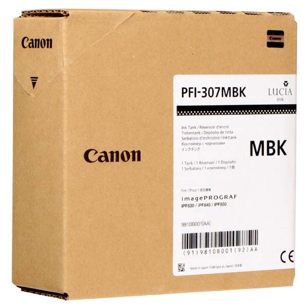 Canon PFI-307MB, 9810B001 matná čierna (matte black) originálna cartridge.
Originálna cartridge = záruka priamo od výrobcu tlačiarne
100 % použitie v tlačiarni - spoľahlivá a bezproblémová tlač
Použitím originálnej náplne predlžujete životnosť tlačiarne
Overená špičková kvalita - jasný a čitateľný text, jemná grafika, kvalitnejšie obrázky
Použitie originálnej kazety ponúka rýchly a vysoký výkon a pritom stabilné výsledky = EFEKTÍVNA TLAČ
Jednoduchá inštalácia a údržba
Zabezpečujeme bezplatnú recykláciu originálnych náplní
Garancia Vašej spokojnosti s použitím našej originálnej náplne

Kód výrobcu: 9810B001
