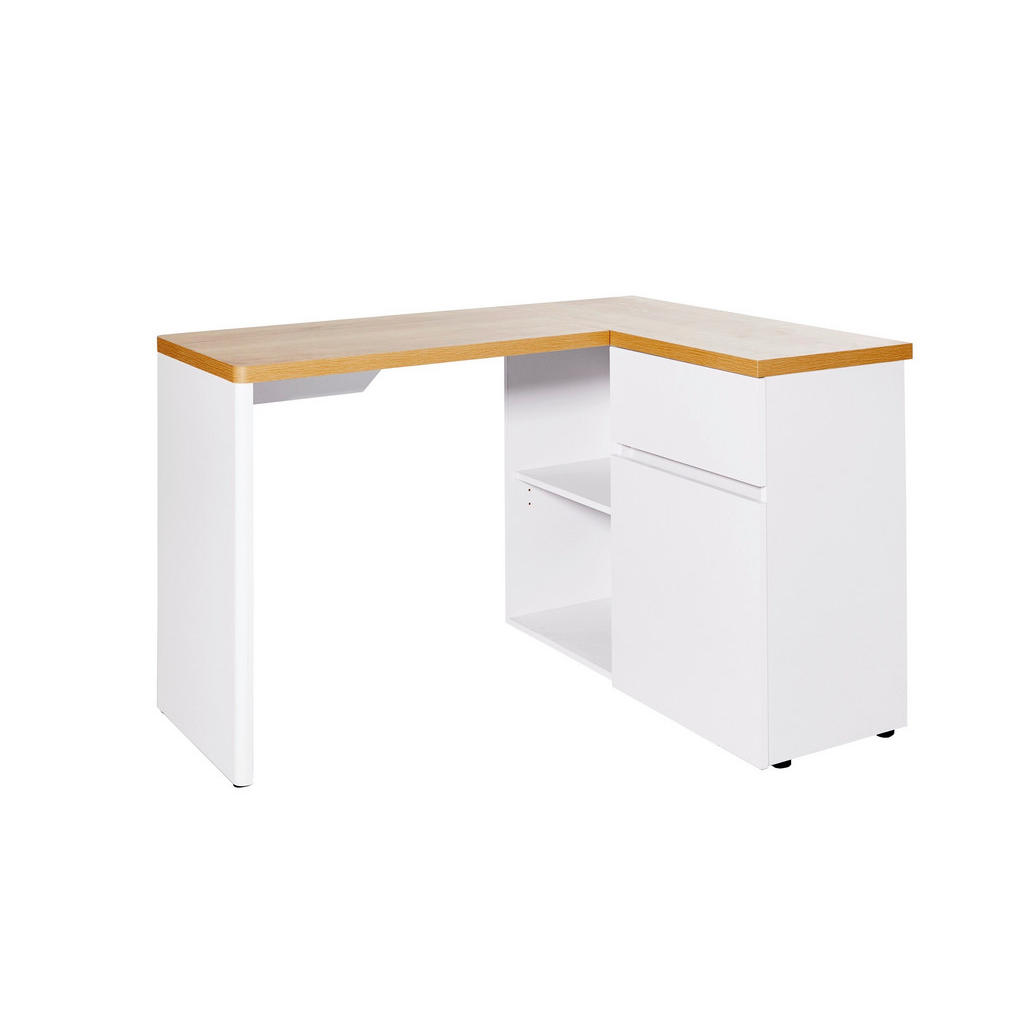 XXXL ROHOVÝ PÍSACÍ STÔL, biela, farba duba, 117/90/76,2 cm.