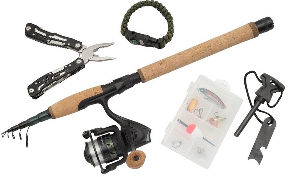 Abu garcia prút set diplomat wilderness te 70 l survival combo 2,13 m 2-10 g 6 dielov.
 •Kompaktná a spoľahlivá konštrukcia prútu •Ľahký blank z 24T uhlíka • Navijak s prednou przdou s hliníkovou cievkou •4 ložiská / prevodový pomer 5,2:1 •Už navinutý kvalitný silný vlasec •Vrátane krabičky na bižutériu obsahujúce 3 nástrahy, plavák, háčiky a obratlíky •Viacúčelový nástroj s 10 rôznymi nástrojmi •Náramok obsahujúci povraz, kompas a píšťalku •Kompletne pripravené na dobrodružstvo v divočine!