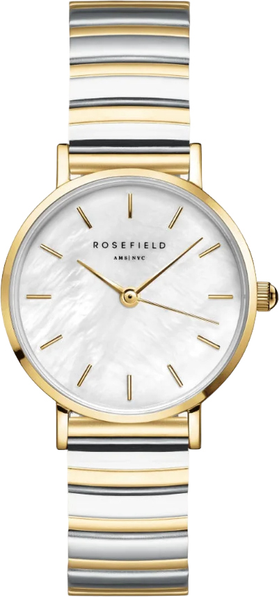 Rosefield Small Edit White MOP Half-Moon Steel Duotone SEWDSG-SE03.