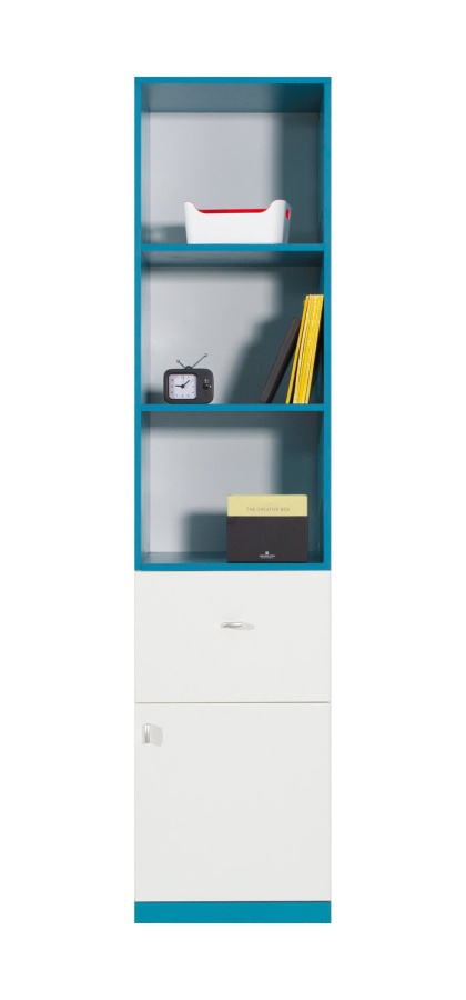 Regál moli 5 - výber farieb - biely lux/tyrkys.

 

Kolekcia Moli ponúka rôzne typy regálov, políc, posteľ, pc stôl a ďalšie prvky, ktoré sú vhodné pre vybavenie študentskej izby.