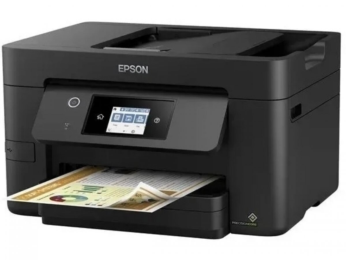Epson WorkForce Pro WF-3820DWF C11CJ07403 atramentová multifunkcia.

Metóda tlače: Tlačová hlava PrecisionCore™
Konfigurácia trysiek: 800 trysiek čierna, 256 trysiek pre každú farbu
Min.
Technológia atramentu: DURABrite™ Ultra
Kategória: Home Office, Pracovná skupina
Multifunkcia: Tlač, Skenovanie, kopírovanie, Fax

Rýchlosť tlače ISO/IEC 24734: 21 str./min Čiernobiele, 10 Str./min Colour
Rýchlosť obojstrannej tlače ISO/IEC 24734: 12 A4 str./min.
Rýchlosť tlače: 35 Str./min Čiernobielo (obyčajný papier), 21 Str./min Colour (obyčajný papier)
Tlačové rozlíšenie: 4.800 x 2.400 dpi
Max.
odporúčaný pracovný cyklus: 200 - 1.000 Strán za mesiac
Farby: Čierna, Azúrová, Žltá, Purpurová

Rýchlosť skenovania: 5 s/str.
Skenovacie rozlíšenie: 1.200 dpi x 2.400 dpi (horizontálne x vertikálne)
Optické rozlíšenie (ADF): 1.200 dpi (horizontálne x vertikálne)
Výstupné formáty: BMP, JPEG, TIFF, multi-TIFF, PDF, PNG
Typ skenera: Contact image sensor (CIS)
Optické rozlíšenie: 1.200 dpi (horizontálne x vertikálne)

Typ faxu: Čiernobiele aj farebné faxovanie bez nutnosti zapínať počítač
Rýchlosť odosielania faxu: až 33,6 kb/s / približ.
Režim korekcie chýb: CCITU/ITU Group3 – fax s režimom korekcie chýb
Rýchle voľby faxových čísel (max.): 100 mien a čísel
Pamäť na stránky: až 180 strán (ITU-T, tabuľka č.
Faxové funkcie: Faxovanie z PC, Adresár, Odložené odosielanie, Rozosielanie faxu

Formáty papiera: A4, A5, A6, B5, C6 (obálka), DL (obálka), č.
Automatický podávač dokumentov: 35 Strán
Vhodná gramáž papiera: 64 g/m2 - 256 g/m2
Obojstranná tlač: Áno (A4, obyčajný papier)
Kapacita výstupného zásobníka: 80 Listov
Kapacita zásobníka papiera: 250 Listov max.
Počet zásobníkov papiera: 1

Protokoly pre sieťovú tlač: IPP, LDP, Konektor 9100, WSD
Protokoly pre sieťovú správu: SNMP, HTTP, DHCP, BOOTP, APIPA, DDNS, mDNS, SNTP, SLP, WSD, LLTD, Ping
Sieťový protokol: IPv4, IPv6
Rozhranie: Vysokorýchlostné rozhranie USB – kompatibilné s USB 2.0, Ethernetové rozhranie (100 Base-TX / 10 Base-T), bezdrôtová sieť LAN IEEE 802.11a/b/g/n, Wi-Fi Direct, Hostiteľ USB
WLAN zabezpečenie: WEP 64 Bit, WEP 128 Bit, WPA PSK (TKIP)
Tlač z mobilných zariadení a tlač do cloudu: Epson Connect (iPrint), Apple AirPrint
Sieťové protokoly: TCP/IPv4, TCP/IPv6

Rozmery výrobku: 425?
Hmotnosť výrobku: 8,8 kg
Spotreba: 15 W
Kompatibilné operačné systémy: Mac OS 10.8.x, Mac OS X 10.11.x, Mac OS X 10.11.x alebo novší, Mac OS X 10.12, Mac OS X 10.13.x, Mac OS X 10.6.8 alebo novší, Ubuntu 15.10, Windows 8.1 (32/64 bit), Windows Server 2003 R2 x64, spectextoptionoperatingsystemswin2003ii2only, Windows Server 2008 (32/64bitová verzia), Windows Server 2008 R2, Windows Server 2012 (64bit), Windows Server 2012 R2, Windows Server 2016, Windows XP Professional x64 Edition SP2 alebo novší, Windows XP SP3, Windows XP SP3 alebo novší (32-bit)
Obsah dodávky: Samostatné atramentové kazety (na 300 strán), Hlavné zariadenie, napájací kábel, Úvodná príručka, Záručný dokument

Funkcie a vlastnosti: Dotyková obrazovka
LCD displej: Typ: Farebný, Dotyková obrazovka, Uhlopriečka: 6,8 cm

Záruka: 24 mesiacov
 
!