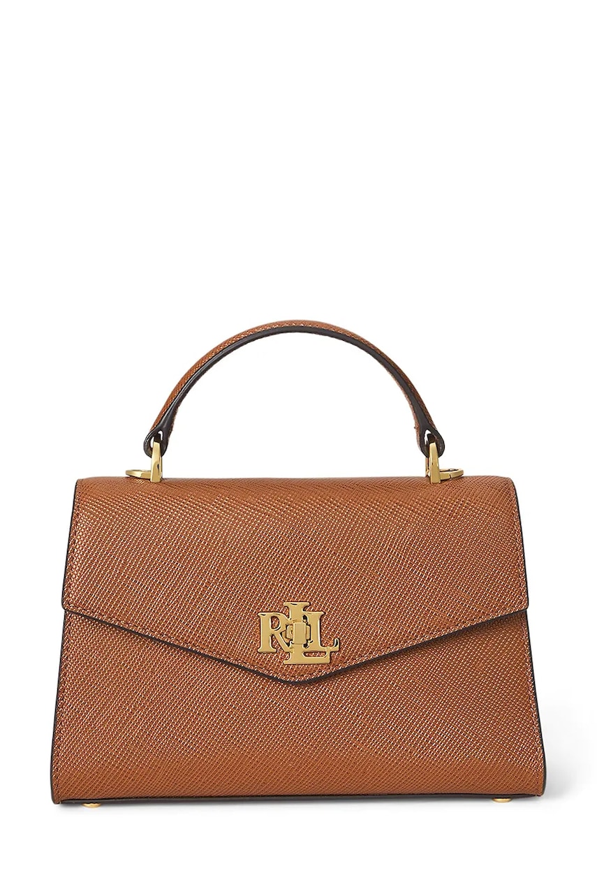 Kožená kabelka Lauren Ralph Lauren hnedá farba, 431966765.