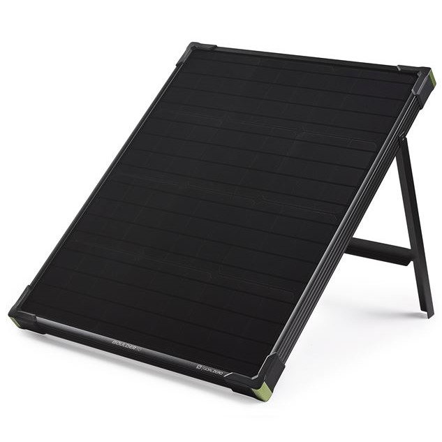 Goal zero solárny panel boulder 50.
 Obsah balenia: Boulder 50 Solar Panel so vstavaným polohovateľným stojanom 
 PARAMETRE: •Rozmery: 55,2x70x4,4 cm •Hmotnosť: 5.6 kg •Výkon: 18-20 V / 50 W •Typ panela: Monokryštál •Reťazenie: ÁNO až do 150W •Výstupy: Solar port 8 mm, 14-22 V, až 3.5 A (max 50 W) 
 DOBA NABÍJANIE: •Yeti 200X: 5-10 h •Yeti 500X: 12-24 h •Yeti 1000X: 23-46 h •Yeti 1500X: 18-36 h