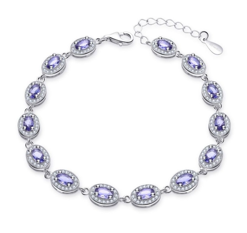 MOISS Luxusný strieborný náramok s fialovými zirkónmi B0000672.