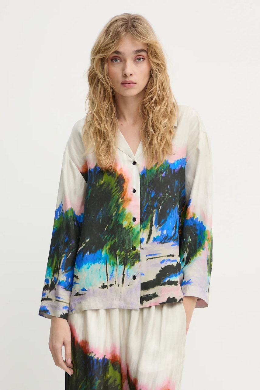 Košeľa MUNTHE SACHU dámska, béžová farba, voľný strih, s klasickým golierom, 244102224418.