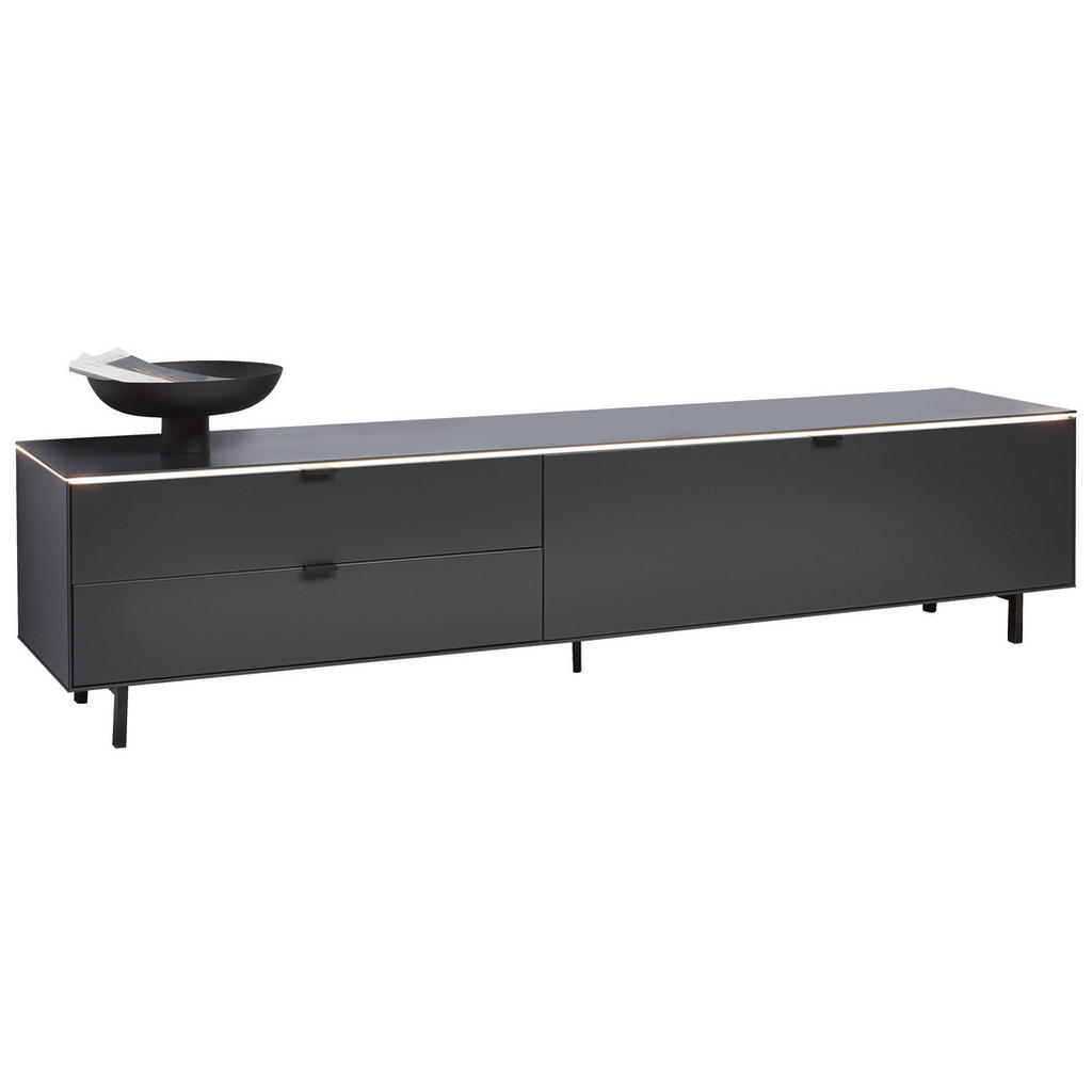 Dieter Knoll NÍZKA KOMODA, antracitová, 216,8/50,1/46 cm.