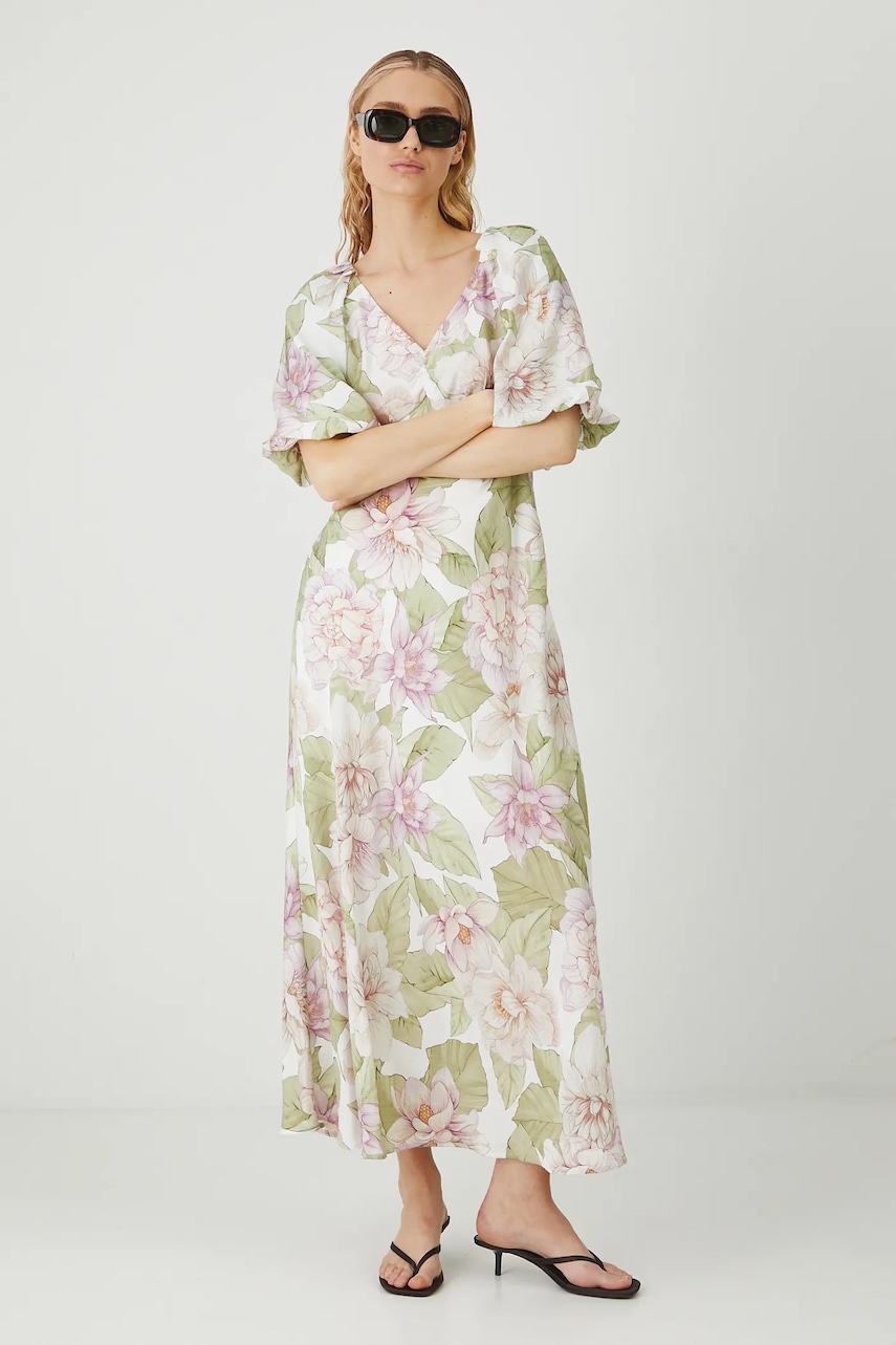 Šaty Medicine biela farba, midi, áčkový strih.