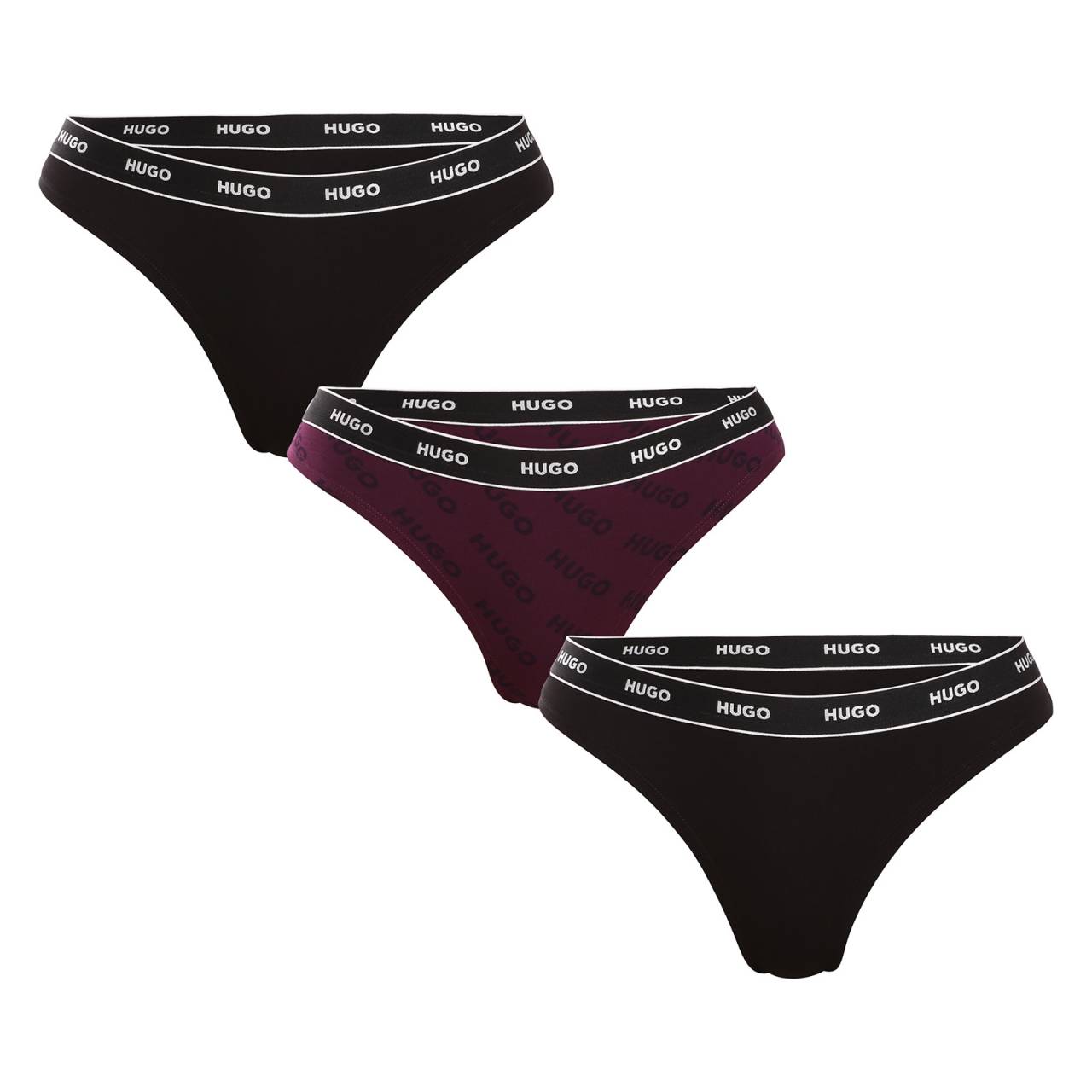 3PACK Damen Tangas HUGO mehrfarbig (50495870 520) XXL.
Der HUGO Damen-Tanga kombiniert ein klares, modernes Design mit einer Betonung auf Komfort.
Weiches Material für natürlichen Komfort
Der HUGO Tanga ist aus weicher und atmungsaktiver Baumwolle mit Elastan.
Moderner, minimalistischer Stil, der von allen Frauen geschätzt wird
Das elegante Design in klaren Linien wird durch einen markanten Gummibund mit Markenlogo ergänzt, der dem Tanga einen modernen, sportlichen Look verleiht.
Warum sollten Sie sich für HUGO Tangas entscheiden?

Hochwertiges Baumwollmaterial mit Elastan: Weich, bequem und flexibel.
Gewebter Gummi mit Markenzeichen: Ein stilvolles Detail, das gut hält.
Klares und zeitloses Design: Ideal für jeden Tag und besondere Anlässe.

Die Marke HUGO - für einen selbstbewussten und modernen Stil
HUGO ist Teil einer weltbekannten Modemarke, die sich auf modernen Stil, Qualität und Originalität konzentriert.
Pflegehinweise für HUGO Damen-Tangas
Um das Aussehen und die Qualität Ihres Tangas so lange wie möglich zu erhalten, empfehlen wir:

Waschen: Waschen Sie das Kleidungsstück bei 40 °C, vorzugsweise von innen nach außen, damit Farbe und Gummi länger halten.
Trocknen: Geben Sie sie nicht in den Trockner, sondern lassen Sie sie an der Luft trocknen.
Bügeln: Bei Baumwolle ist eine niedrigere Einstellung möglich, aber vermeiden Sie es, über Gummibänder zu bügeln.

Tip: Werden Sie ein Experte für die Pflege von Unterwäsche mit den Ratschlägen in unserem Artikel und geben Sie Ihren Lieblingsstücken die Pflege, die sie verdienen.