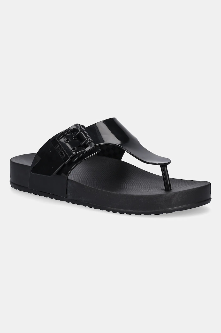 Šľapky Melissa MELISSA COZY FLIP FLOP AD dámske, čierna farba, na plochom podpätku, M 35933.BC910.