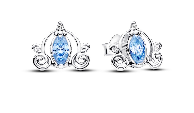 Pandora Strieborné náušnice Popoluškin kočiar Disney 293060C01.