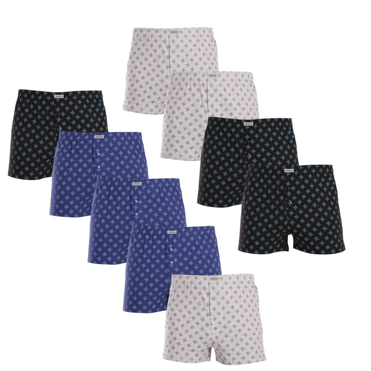 9PACK Herren Boxershorts Andrie mehrfarbig (PS 5762) L.
Männershorts für Komfortliebhaber
Der weite Schnitt der Andrie-Shorts ist besonders bei denjenigen beliebt, die sich nicht gerne einschnüren lassen.
Andrie bietet tschechische Unterwäsche für Männer, die wissen, was sie wollen
Die Herren-Shorts Andrie zeichnen sich durch ihre angenehmen Materialien und die Qualität der Verarbeitung aus.