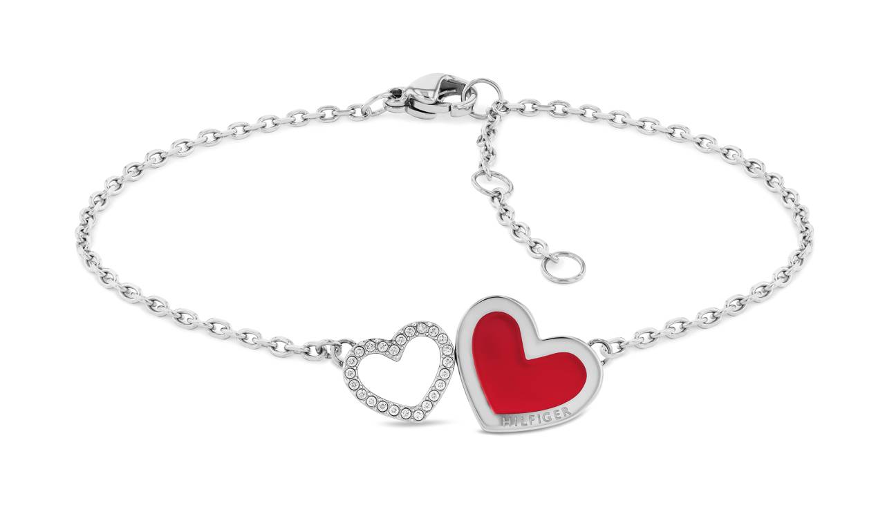 Tommy Hilfiger Pôvabný oceľový náramok so srdiečkami Enamel Hearts 2780745.