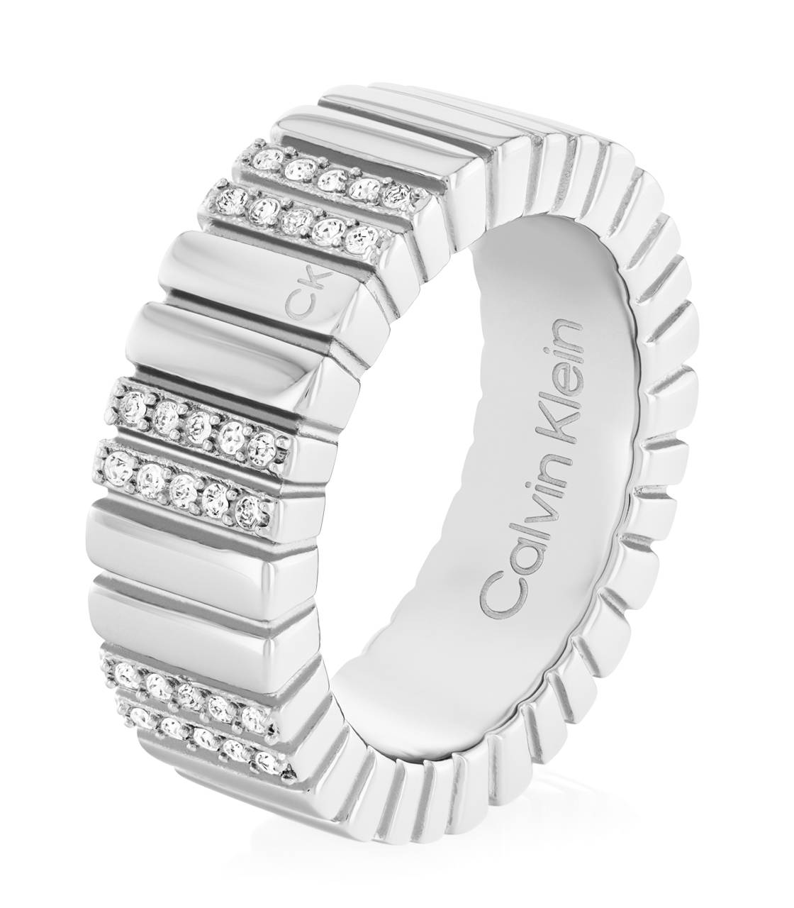 Calvin Klein Módny oceľový prsteň s kryštálmi Minimalistic Metal 35000440 52 mm.