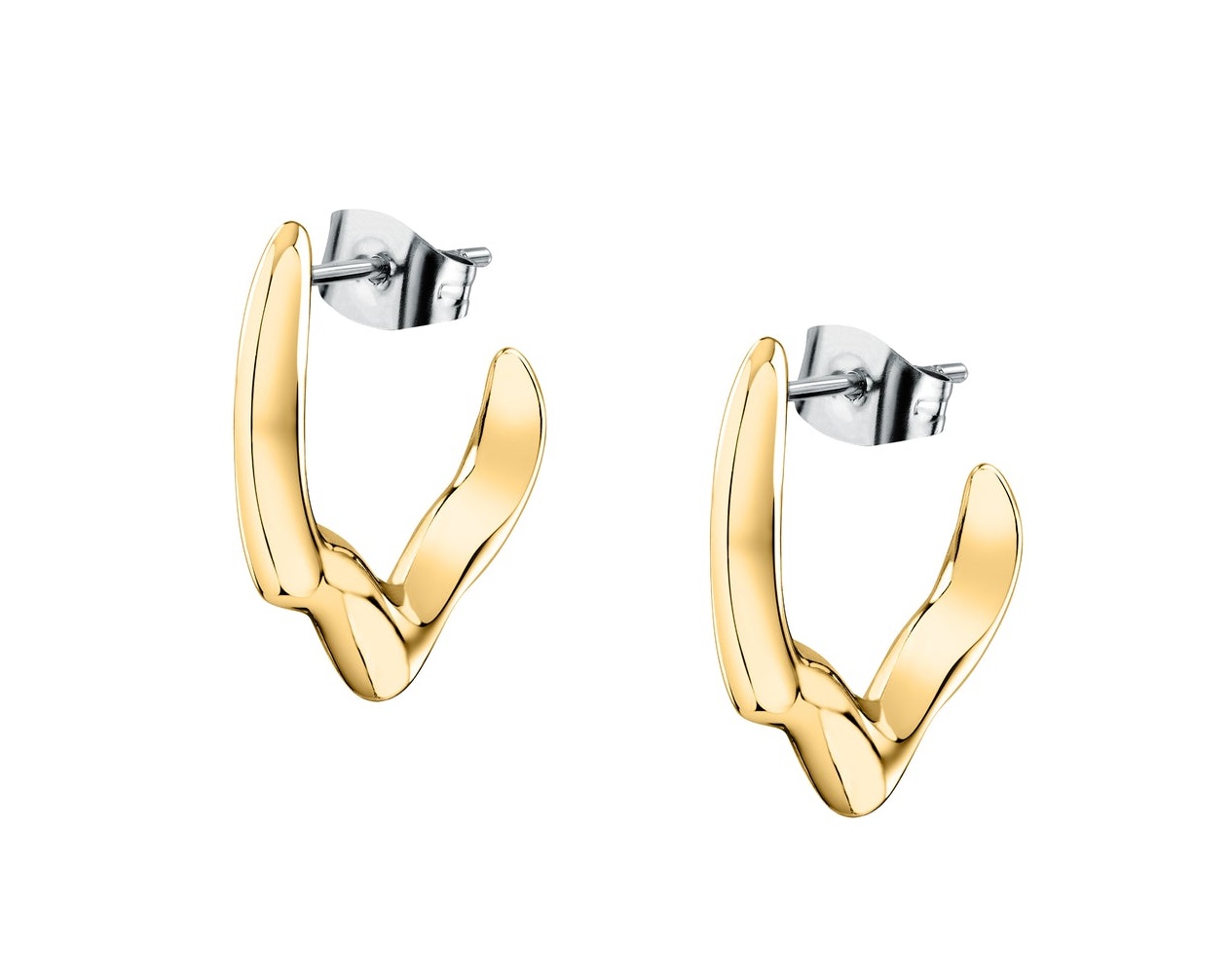 Trussardi Pôvabné pozlátené kruhové náušnice T-Design TJAXA05.