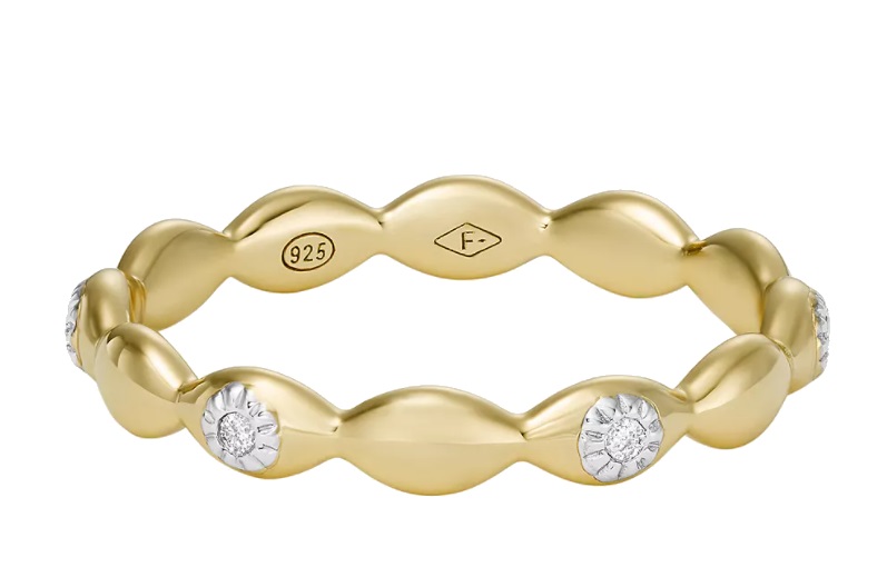 Fossil Elegantný pozlátený prsteň Evil Eye JFS00615710 57 mm.