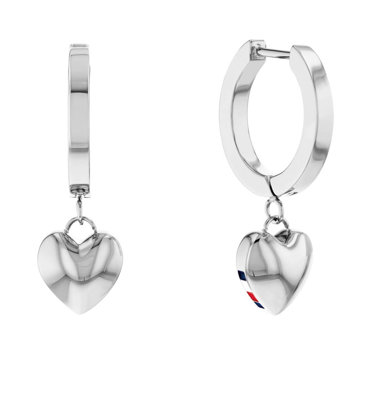 Tommy Hilfiger Moderné oceľové náušnice kruhy s príveskami Hanging Heart 2780664.