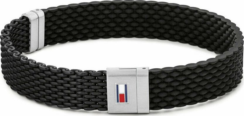 Tommy Hilfiger Čierny silikónový náramok pre mužov 2790240 19,5 cm.