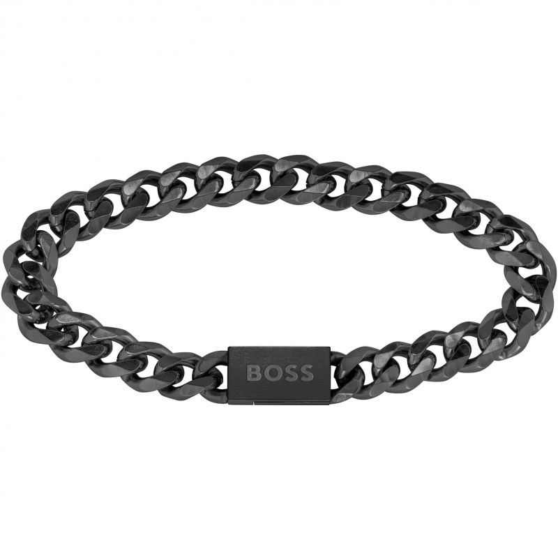 Hugo Boss Štýlový čierny náramok pre mužov Chain Link 1580145 19 cm.