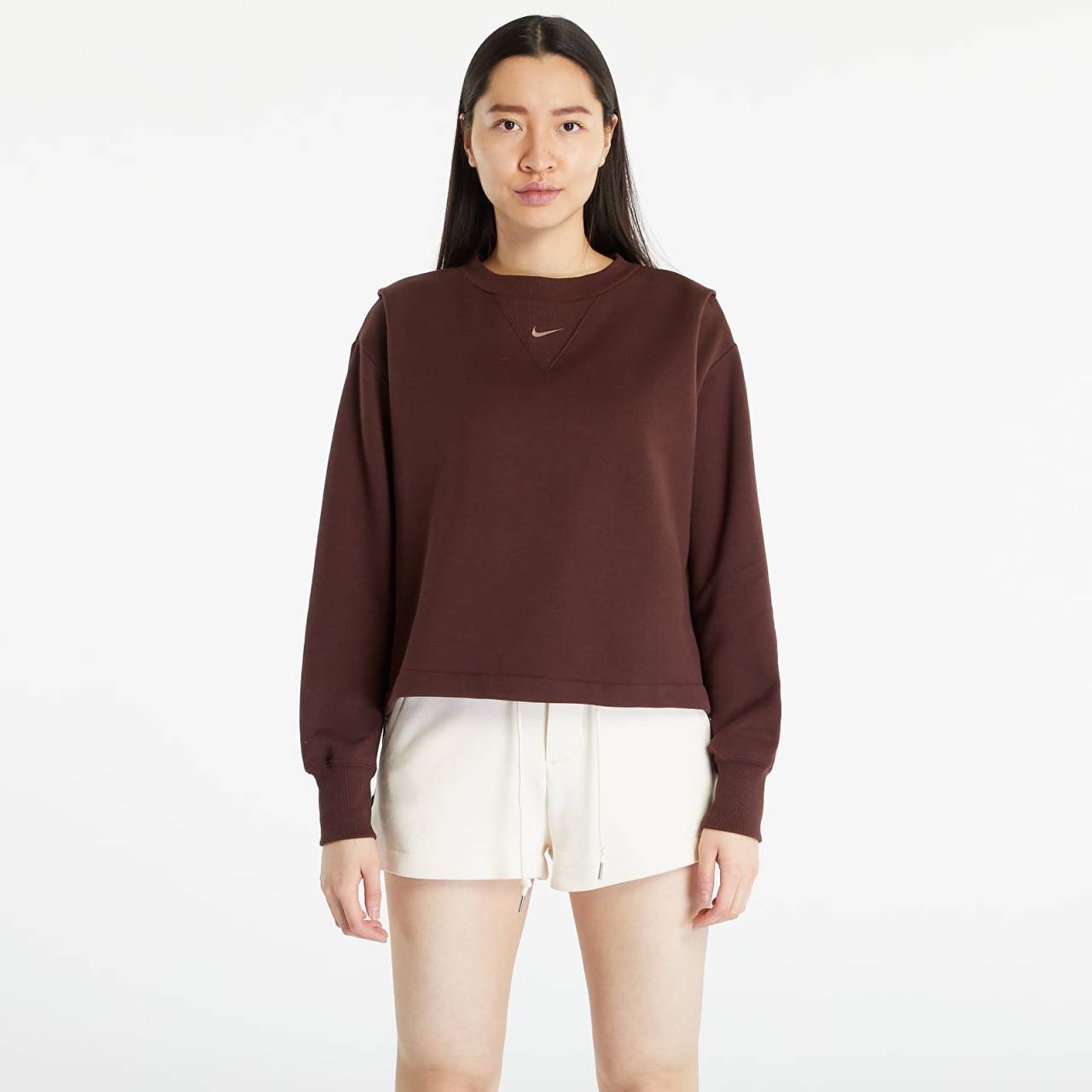 Mikina Nike Sportswear Modern Fleece Women's Oversized French Terry Crewneck Sweatshirt Earth/ Plum Eclipse L.