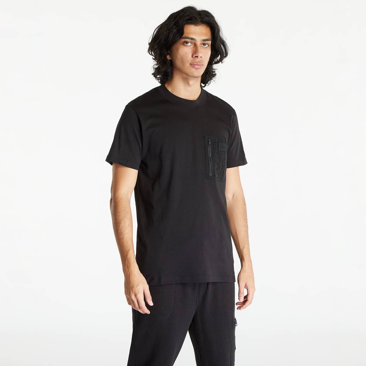 Tričko Calvin Klein Jeans Mix Media Short Sleeve Tee Black M.