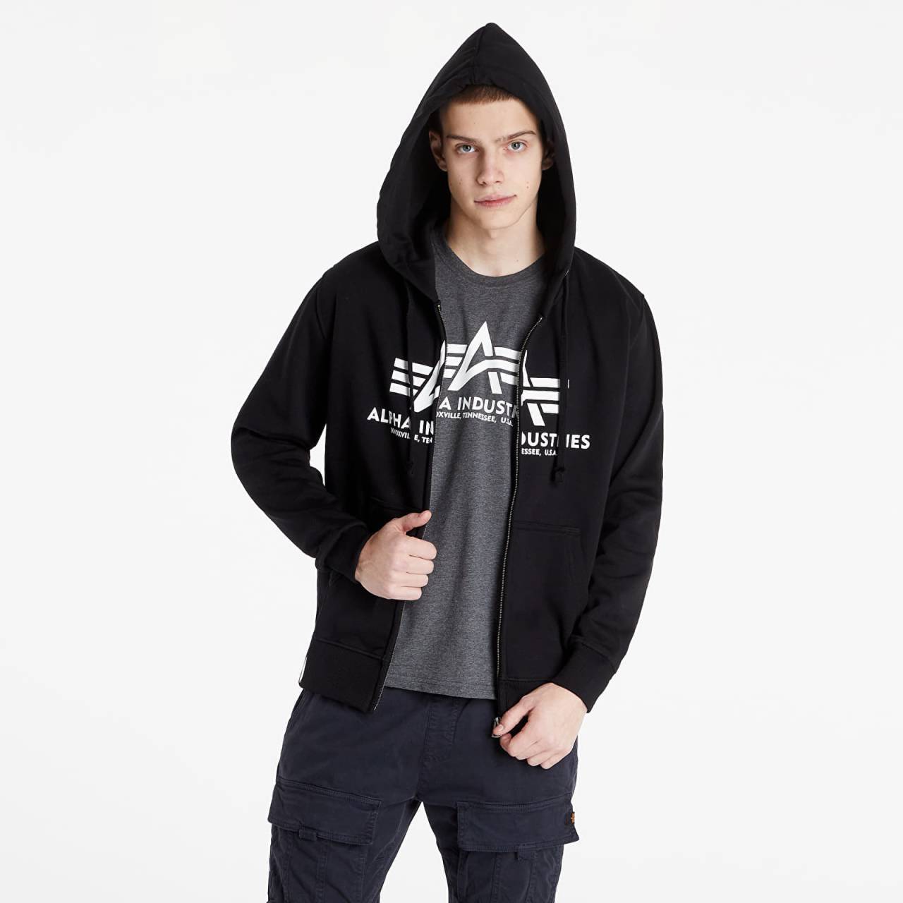 Mikina Alpha Industries Basic Zip Hoodie Black L.