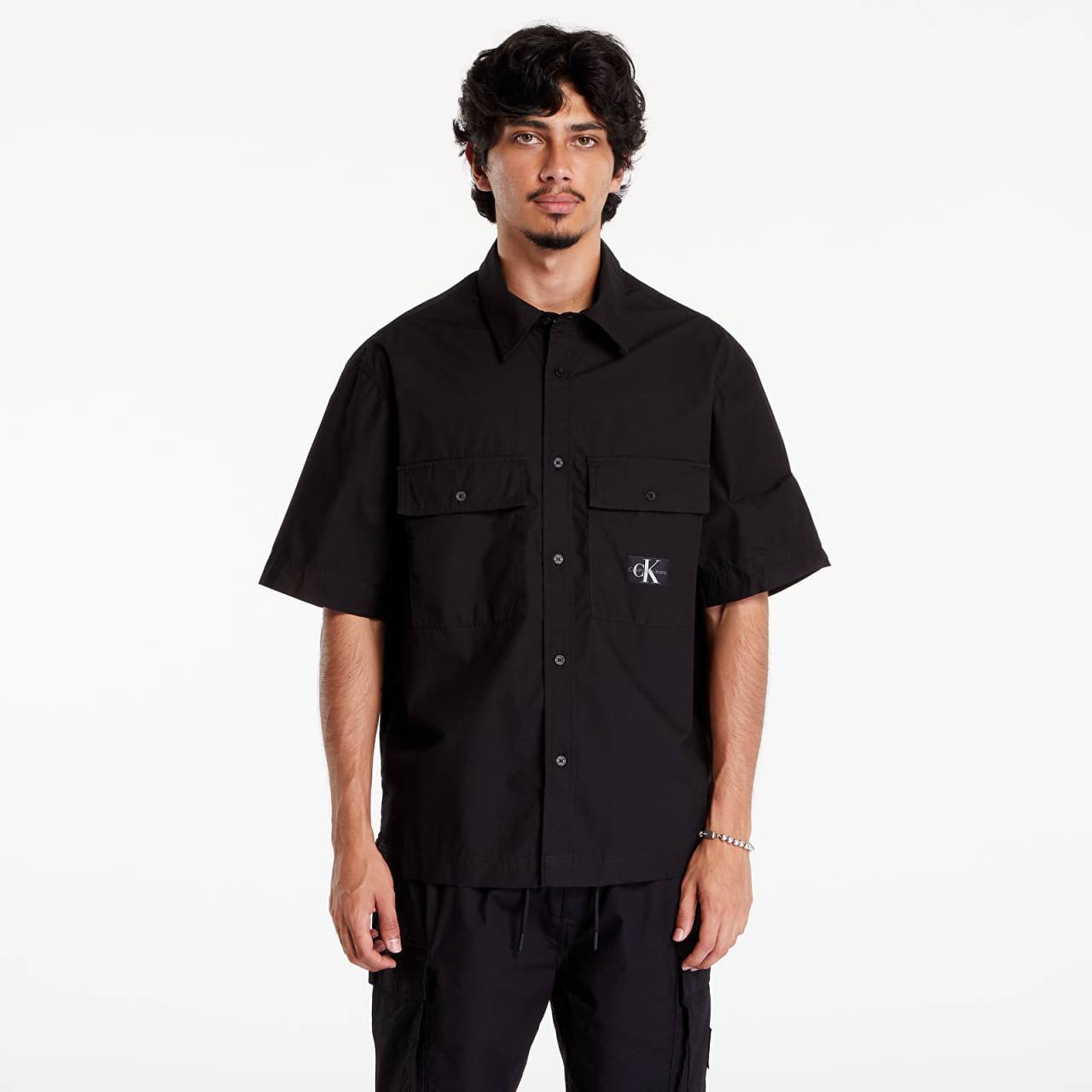 Košeľa Calvin Klein Jeans Cotton Poplin Utility Shirt Black L.