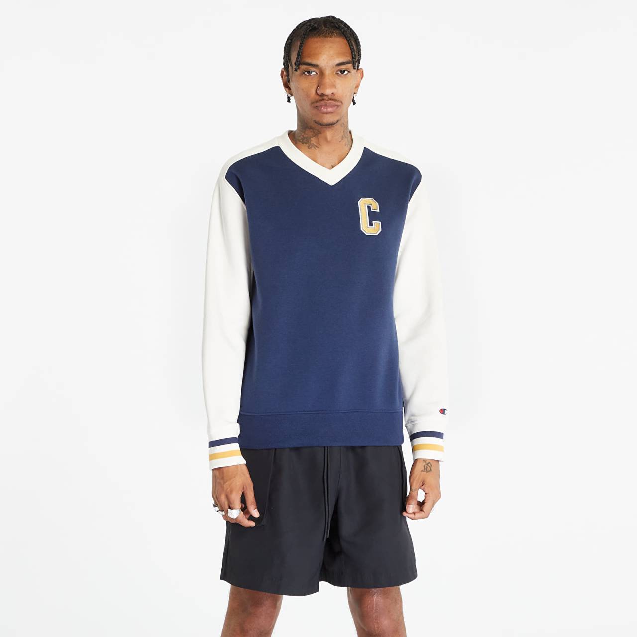 Mikina Champion V-Neck Sweatshirt Blue/ White M.