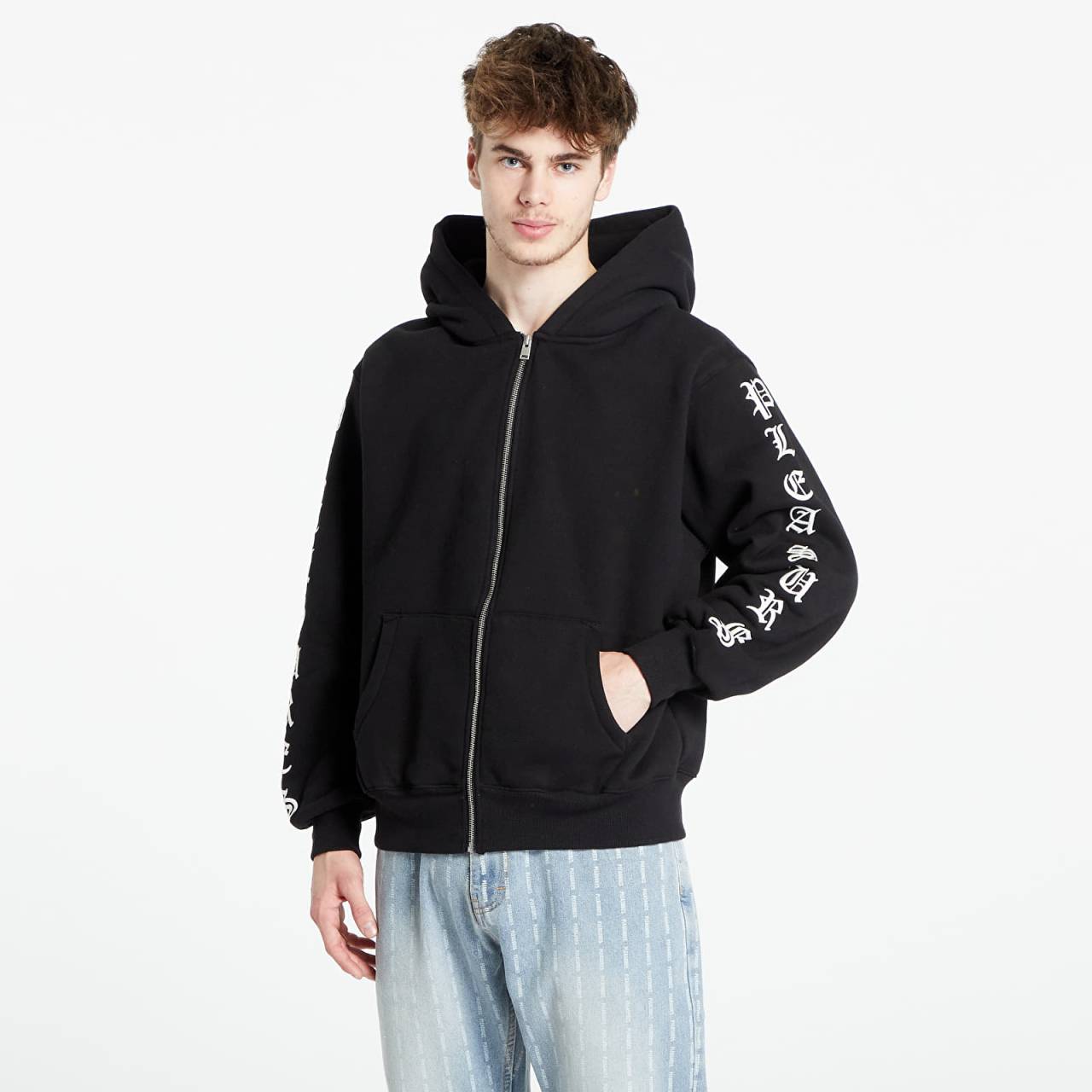 Mikina PLEASURES Oe Zip Up Hooded Sweatshirt Black S.