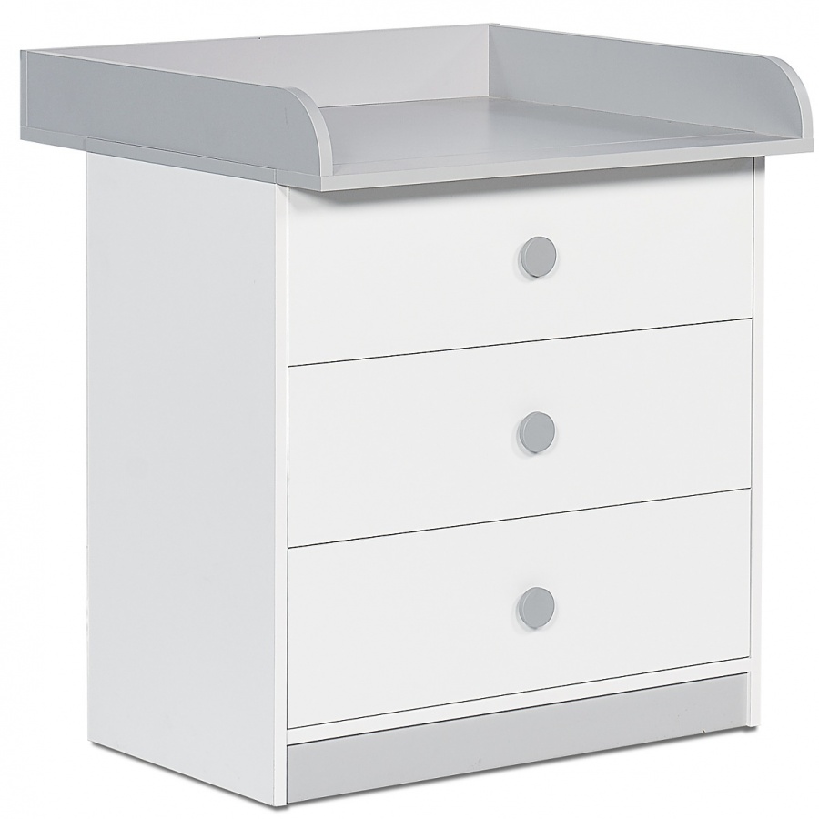 Komoda s prebaľovacím pultom spencer - biela/šedá.

 

Komoda je opatrená troma hlbokými zásuvkami do ktorých môžete uložiť ako drobné oblečenie, tak kozmetiku pre bábätko či iné nevyhnutnosti, ktoré každé dieťa potrebuje.

 

Komoda s prebaľovacím pultom sa skladá z týchto prvkov:


	Zásuvková komoda Spencer - 77,2x79,30x44,5cm (š, v, h)
	Prebaľovací pult Spencer - 77,4x12x72cm (š, v, h)


 

Všetky produkty z kolekcie Spencer nájdete nižšie v súvisiacich produktoch.