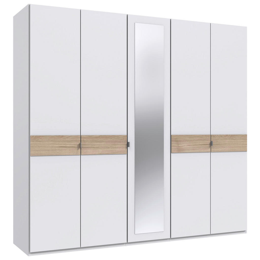 Carryhome SKRIŇA SO ZRKADLOM, biela, farba duba, hikória, 225/208/58 cm.