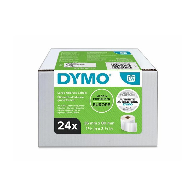 Dymo S0722390 papierové štítky 89mm x 36mm, biele, veľké, 24 x 260 ks.
Originálna papierová rolka Dymo = záruka náplne priamo od výrobcu tlačiarne štítkov
100% použitie so štítkovačom - bezproblémové fungovanie
Etikety sú odolné proti vode, oleju a poškriabaniu
Osvedčená špičková kvalita - veľmi kvalitné a trvanlivé výsledky
Ideálne pre kancelárie aj domácnosti - vždy profesionálne označenie
Originálna rolka je kompatibilná s mnohými druhmi tlačiarní Dymo LabelWriter
Garancia Vašej spokojnosti s použitím našej originálnej náplne

Kód výrobcu: S0722390