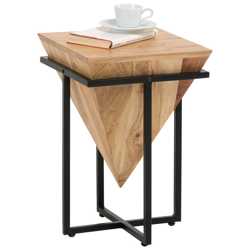 Ambia Home PRÍRUČNÝ STOLÍK, akácia, prírodná farba, čierna, farba akácie.