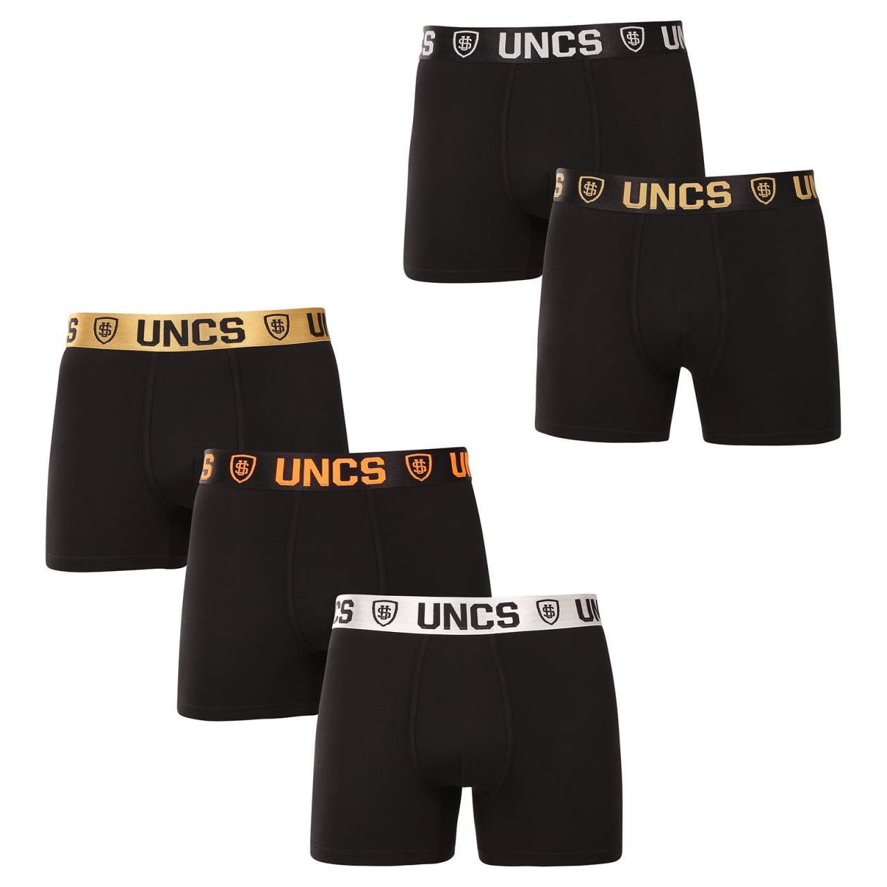 5PACK Boxers pour hommes UNCS oversized noir (24Z162PSPP) 3XL.
Les boxers pour hommes UNCS sont conçus pour offrir un maximum de confort et un design attrayant dans toutes les tailles.
Des matériaux qui s'adaptent à vos besoins
Ce modèle de boxer est composé d'un mélange de qualité de coton et d'élasthanne, ce qui garantit un confort maximal même pendant toute la journée.
Coupe moderne et design distinctif
Les caleçons UNCS ont des jambes plus longues pour éviter les frottements et apporter un soutien supplémentaire pendant les mouvements.
Pourquoi vous devriez essayer les boxers UNCS

Un look élégant : Le design moderne avec des éléments contrastés donne au boxer un look attrayant.
Culotte plus longue : Ils assurent le confort et minimisent les frottements pendant les mouvements.
Caoutchouc tissé avec le logo de l'UNCS : Ceinture confortable qui tient fermement mais ne serre pas.

Les sous-vêtements UNCS ne sont pas réservés aux amateurs d'extravagance
Les sous-vêtements pour hommes d'UNCS se distinguent avant tout par leurs matériaux confortables et leurs coupes simples.
Comment entretenir mon boxer UNCS ?

Blanchisserie : Nous recommandons un lavage à 30 °C avec des détergents doux afin que le matériau conserve sa qualité.
Séchage : Peut être séché au sèche-linge à basse température, ce qui permet de gagner du temps.
Repassage : Il n'est pas nécessaire de le faire, car le matériau conserve sa forme sans autre modification.

Conseil : Devenez un expert de l'entretien de la lingerie les conseils de notre article et donnez à vos pièces préférées le soin qu'elles méritent.
