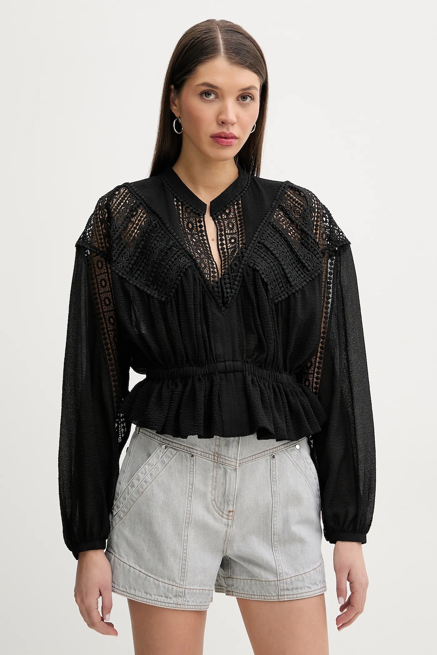 Blúzka IRO dámska, čierna farba, jednofarebná, WP16RIXI.