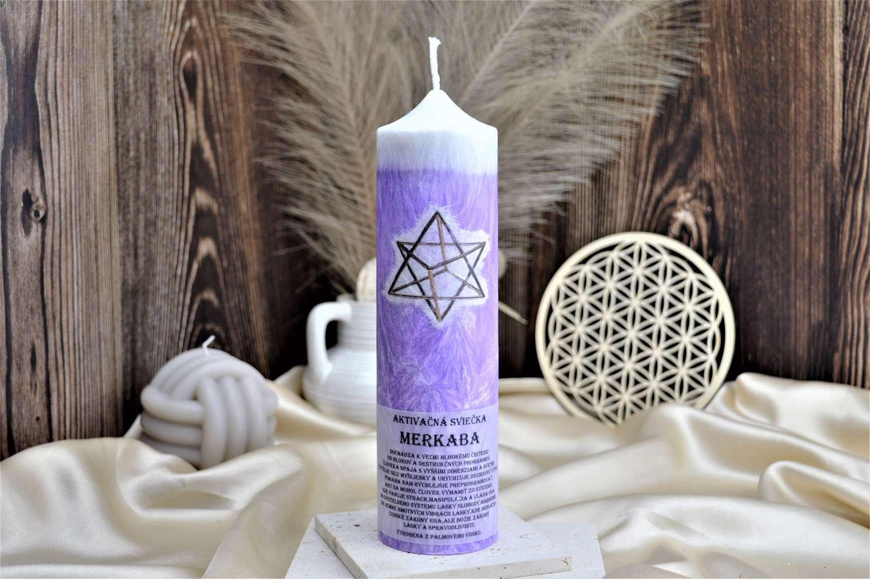 AKTIVAČNÁ SVIEČKA MERKABA 20cm (Ochrana, hĺbková Očista, duchovný vývoj, aktivácia svetelného systému) Dochádza k veľmi hlbokému čisteniu od blokov a deštrukčných programov