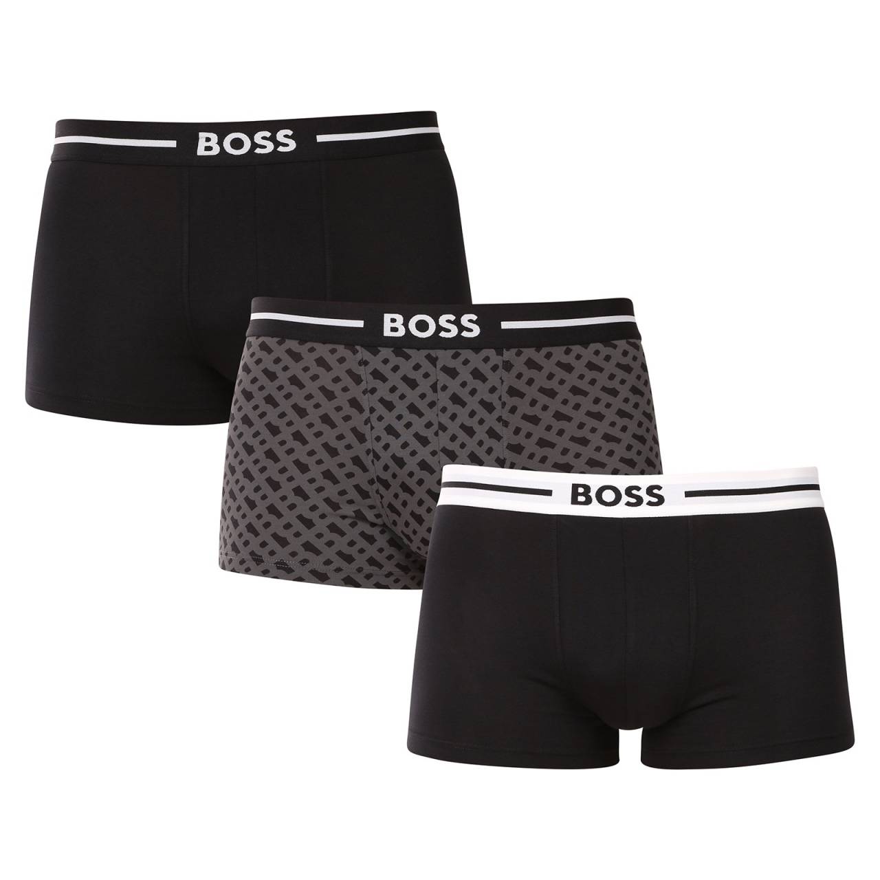 3PACK ανδρικό σορτς μποξεράκι BOSS πολύχρωμο (50531694 981) XXL.
Χαρίστε στον εαυτό σας απόλυτη άνεση και διαχρονικό στυλ με το ανδρικό μποξεράκι BOSS.
Υλικό υψηλής ποιότητας για μέγιστη άνεση
Το σορτς μπόξερ είναι κατασκευασμένο από ένα υψηλής ποιότητας μείγμα βαμβακιού και ελαστάνης, το οποίο παρέχει τον τέλειο συνδυασμό απαλότητας, αναπνοής και ελαστικότητας.
Κομψός σχεδιασμός και κομψή εμφάνιση
Ο κλασικός σχεδιασμός με το διακριτικό λογότυπο BOSS στο υφασμένο καουτσούκ δίνει στα μποξεράκια μια μοντέρνα και εκλεπτυσμένη εμφάνιση.
Γιατί θα αγαπήσετε τα μποξεράκια BOSS

Βαμβάκι υψηλής ποιότητας: Μαλακό, αναπνεύσιμο και άνετο στο σώμα.
Ελαστική ζώνη στη μέση με λογότυπο BOSS: Κομψό και άνετο.
Μακρύτερο εσώρουχο: Ιδανικό κάτω από κοστούμι και για σπορ.
Εύκαμπτο υλικό: Προσαρμόζεται τέλεια στο σώμα σας.

Όλοι οι κομψοί άνδρες θα αγαπήσουν τα εσώρουχα BOSS
Η μάρκα BOSS προήλθε από τον γνωστό κατασκευαστή ρούχων Hugo Boss ως μια σειρά προϊόντων για άνδρες που αγαπούν τα ποιοτικά κομμάτια και τη διαχρονική εμφάνιση.
Πώς να φροντίζετε τα μποξεράκια BOSS;
Για να διασφαλίσετε ότι το νέο σας σορτσάκι μπόξερ θα διατηρήσει το σχήμα και την ποιότητά του για όσο το δυνατόν μεγαλύτερο χρονικό διάστημα, σας συνιστούμε να ακολουθήσετε τις παρακάτω οδηγίες:

Πλυντήριο ρούχων: Πλύνετε στους 40°C με παρόμοια χρώματα και ήπιο απορρυπαντικό.
Στέγνωμα: Μπορείτε να τα στεγνώσετε σε χαμηλή θερμοκρασία, αλλά συνιστούμε το στέγνωμα στον αέρα για μεγαλύτερη διάρκεια ζωής.
Σιδέρωμα: Εάν είναι απαραίτητο, σιδερώστε σε χαμηλή φωτιά.

Συμβουλή: Η εύρεση του κατάλληλου εσωρούχου που σας ταιριάζει απόλυτα μπορεί να αποτελέσει πρόκληση.