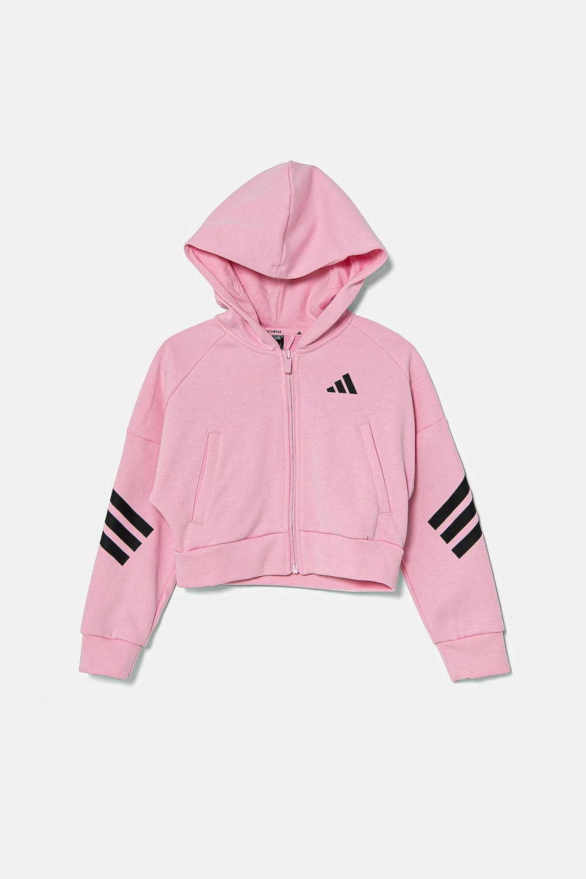Detská mikina adidas ružová farba, s kapucňou, s potlačou, JD1300.