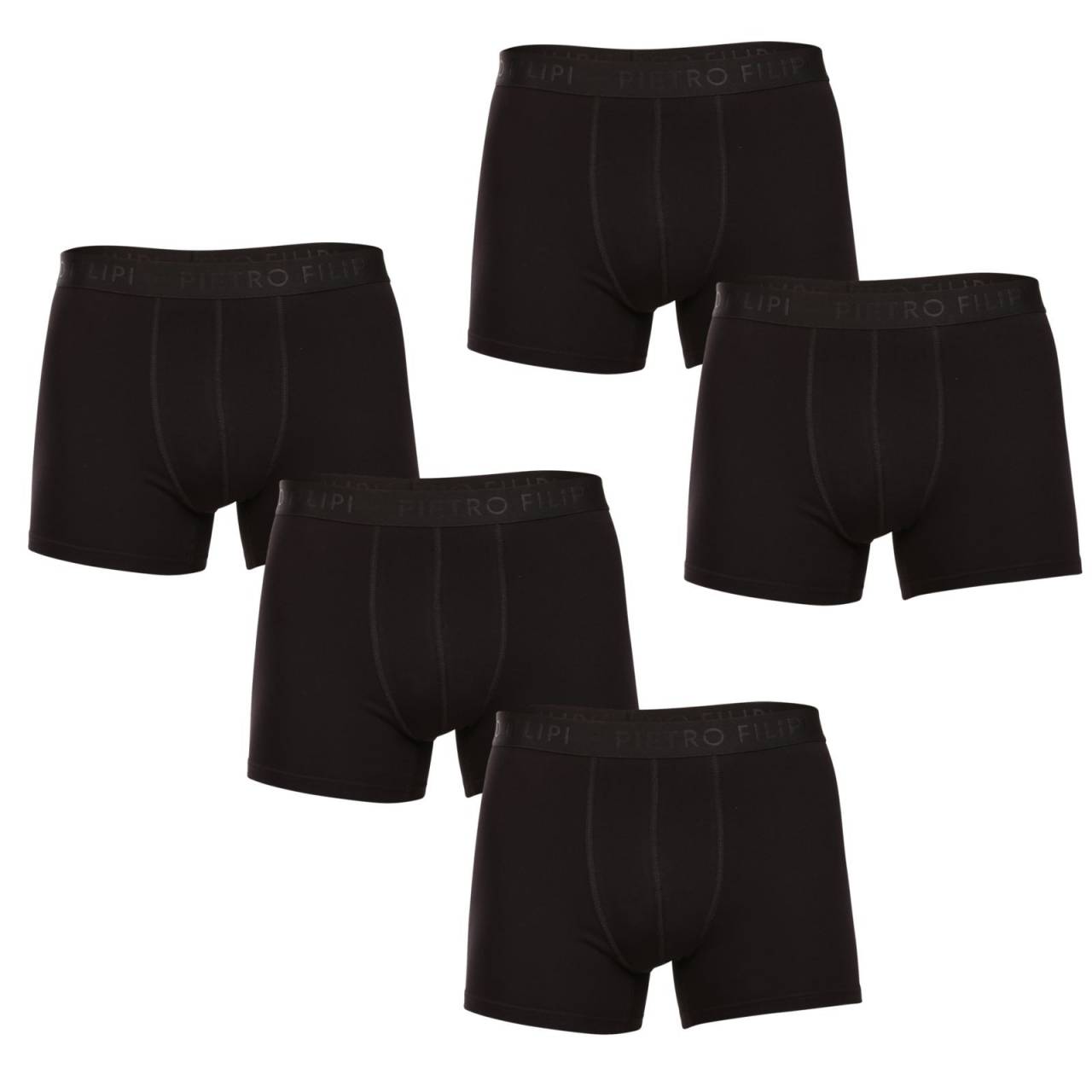 5PACK pánske boxerky Pietro Filipi čierné (5BCL001) 5XL, trenky.
Objavte výnimočné pohodlie a elegantný dizajn s pánskymi boxerkami Pietro Filipi v nadčasovej čiernej farbe.
Kvalitný materiál pre vaše maximálne pohodlie
Boxerky Pietro Filipi sú vyrobené z prvotriedneho materiálu, ktorý kombinuje bavlnu a elastan.
Elegantný dizajn a pohodlný strih pre moderných mužov
Boxerky Pietro Filipi sa vyznačujú minimalistickým vzhľadom s tkanou gumičkou a decentným logom značky, čo dodáva spodnej bielizni moderný a sofistikovaný vzhľad.
Prečo by ste určite mali vyskúšať boxerky Pietro Filipi

Prvotriedny materiál: Mäkký, jemný a priedušný materiál poskytuje maximálne pohodlie počas celého dňa.


Sofistikovaný dizajn: Elegantná a pevná guma s logom Pietro Filipi zaručuje, že boxerky zostanú na svojom mieste bez nepríjemného škrtenia.


Česká značka: Pietro Filipi je synonymom kvality a precíznosti, ktorú ocení každý muž.

Spodná bielizeň Pietro Filipi pre všetkých štýlových mužov
Značka Pietro Filipi má na českom trhu dlhoročnú tradíciu.
Ako sa starať o svoje nové boxerky Pietro Filipi?
Každá spodná bielizeň si zaslúži šetrné zaobchádzanie, ktoré zabezpečí jej výnimočnú kvalitu na dlhý čas.

Odporúčameprať boxerky pri maximálnej teplote 40 °C.


Sušenie: Nesušte v sušičke.


Žehlenie: Boxerky sa môžu žehliť pri nižšej teplote vhodnej pre bavlnu.

Tip: Nájsť ten správny kus spodnej bielizne, ktorý vám dokonale padne, môže byť náročné.