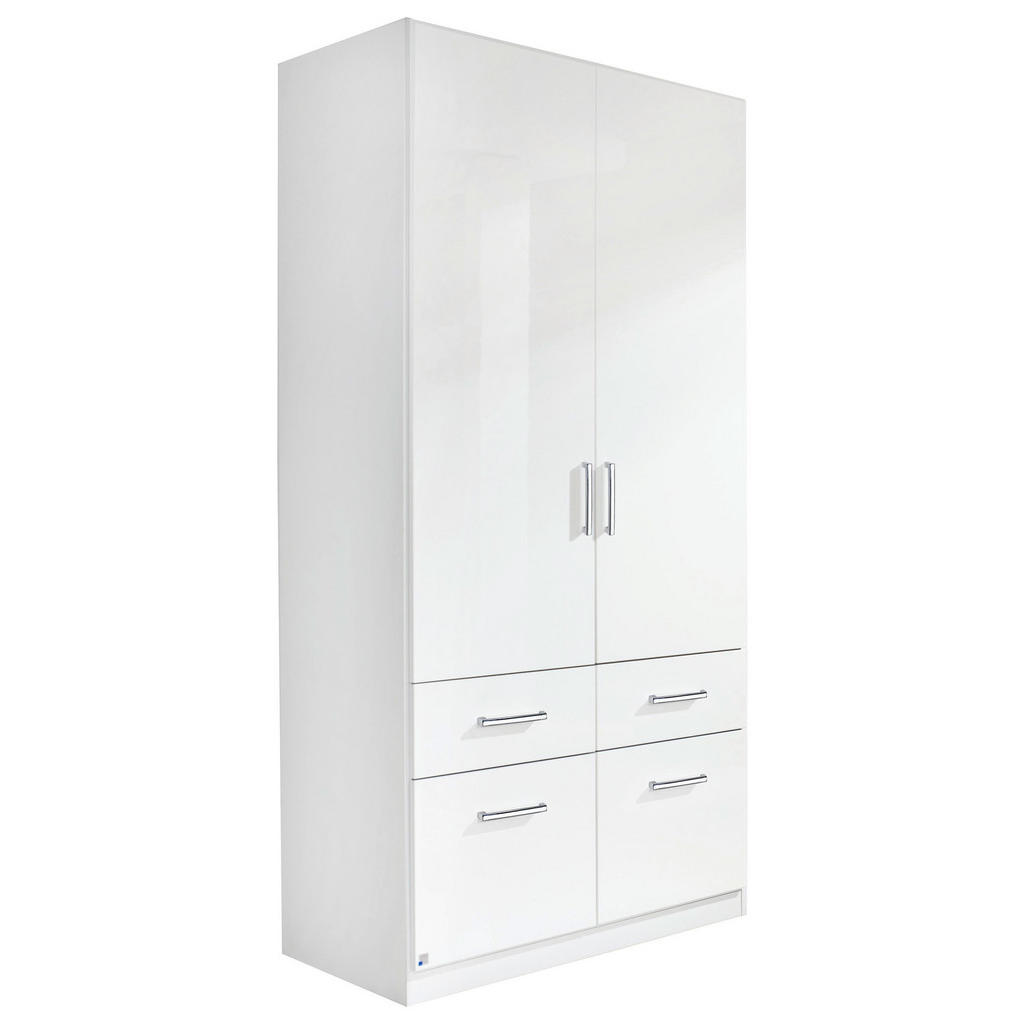 Carryhome SKRIŇA S OTOČNÝMI DVERAMI, biela, biela s vysokým leskom, 91/197/54 cm.