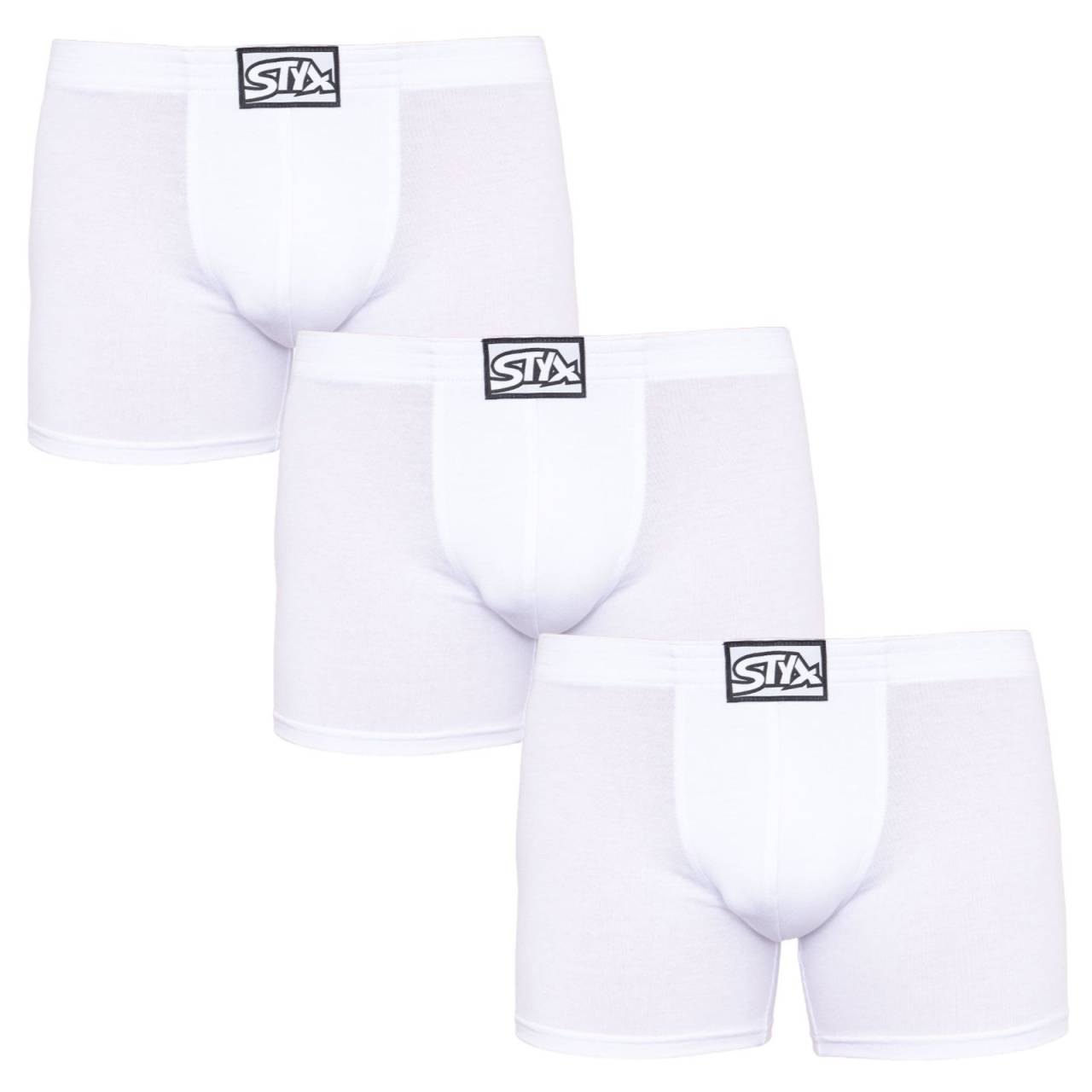 3PACK herenboxershort Styx lang klassiek elastisch wit (3F1061) M.
Op zoek naar de perfecte combinatie van comfort, stijl en kwaliteit?
Eersteklas materiaal voor ultiem comfort
Deze boxershorts zijn gemaakt van een unieke mix van katoen, modal en elastaan.
Perfecte pasvorm en comfortabel klassiek rubber
De boxershorts voor heren van Styx hebben langere pijpen die oncomfortabel rollen voorkomen en zorgen voor maximaal comfort tijdens elke beweging.
Waarom je van Styx boxers zult houden

Hoogwaardige combinatie van katoen en modal: Zacht, ademend en comfortabel op het lichaam.
Langere slipjes: Ze voorkomen pilling en zorgen voor meer comfort.
Klassieke elastische tailleband: Het duwt niet, maar houdt stevig op zijn plaats.
Geschikt voor vrijetijdskleding en sport: Een geweldige keuze voor actieve mannen.
Gemaakt in Tsjechië: Tsjechische kwaliteit en nauwkeurig vakmanschap.

Styx ondergoed is een van de populairste
Het Tsjechische merk Styx staat bij klanten vooral bekend om zijn shorts met nieuwe patronen in opvallende kleuren.
Hoe verzorg je Styx boxers?
Om ervoor te zorgen dat je favoriete boxershort lang goed blijft, raden we je aan deze tips te volgen:

Wasgoed: We raden aan op 30 °C te wassen om de zachtheid en elasticiteit van het materiaal te behouden.
Drogen: Niet geschikt voor de droogtrommel om verlies van elasticiteit en beschadiging van de vezels te voorkomen.
Strijken: Indien nodig kan het gestreken worden op een lage temperatuur, maar we raden aan het binnenstebuiten te strijken.

Tip: Het juiste ondergoed vinden dat perfect bij je past, kan een uitdaging zijn.