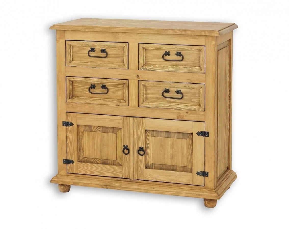 Sedliacka komoda z masívu com 106 slim - k01 - svetlá borovica.