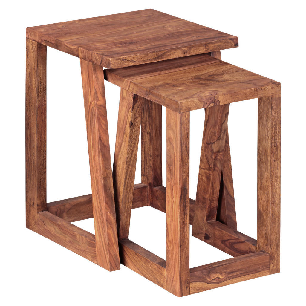 MID.YOU SADA PRÍRUČNÝCH STOLÍKOV, indický palisander, farba indického palisandra.