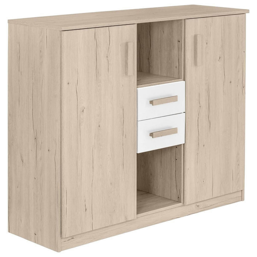 MID.YOU KOMODA, biela, farba duba, 124/105/41 cm.