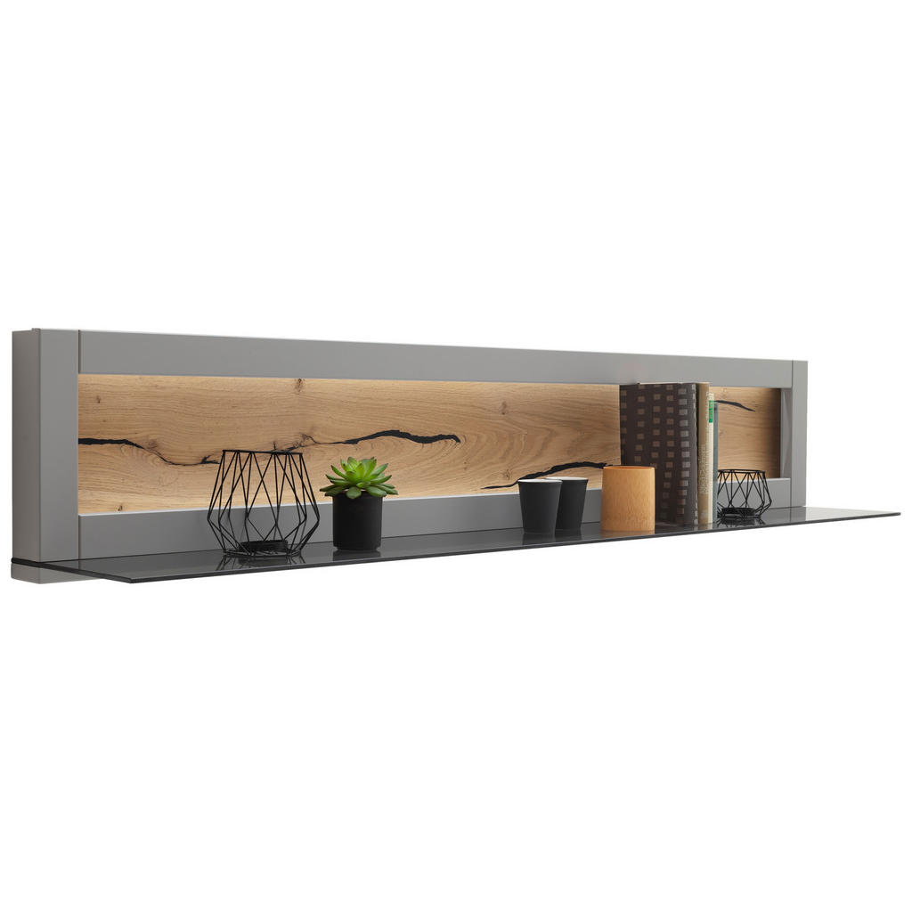 MID.YOU NÁSTENNÁ POLICA, sivá, farba duba, 150/28/25 cm.